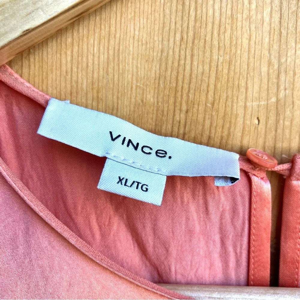 Vince NWOT Sleeveless Satin Coral Maxi Dress Sz XL - Picture 3 of 8